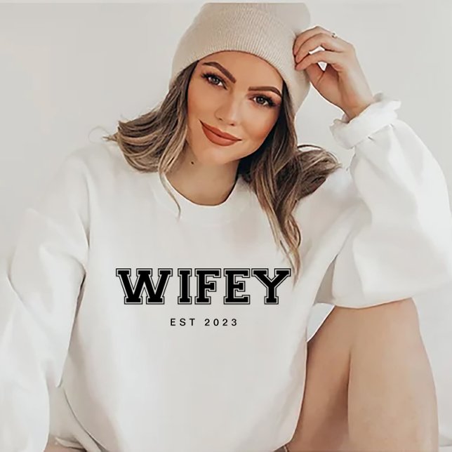 Wifey/Hubby Custom Bridge, Verlobte Gift White Sweatshirt (Von Creator hochgeladen)