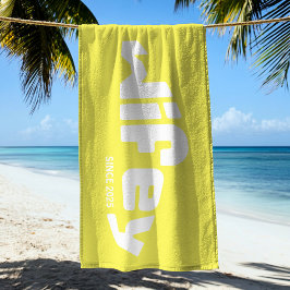 Wifey Hubby Newlywed Bride Yellow Strandtuch