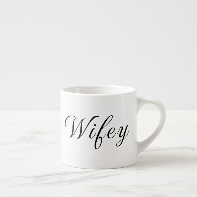 Wifey Modern Black Script White Frauen Espressotasse (Rechts)