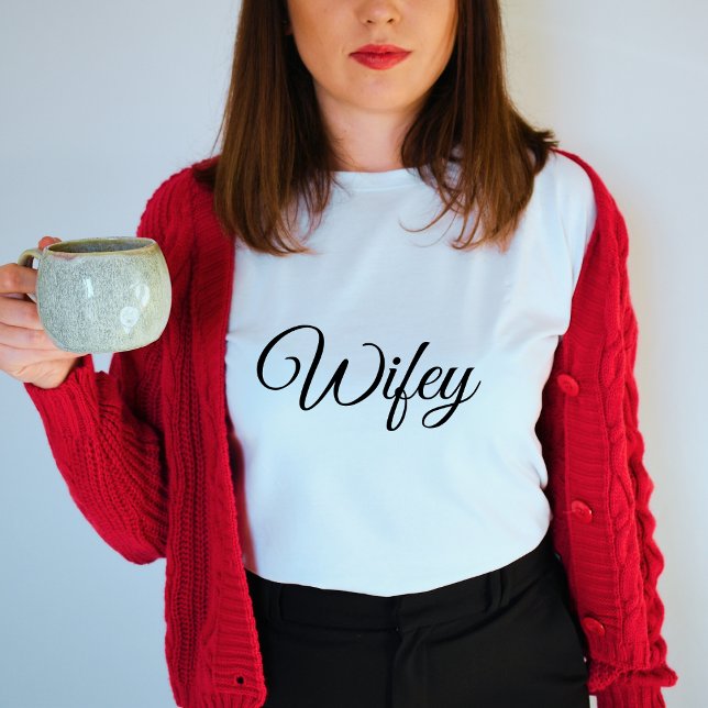 Wifey Modern Honeymoon Black Script White Women's T-Shirt (Von Creator hochgeladen)