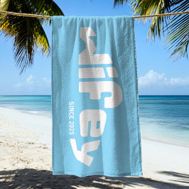 Wifey Newlywed Bridge Aqua & White Beach Towel Strandtuch