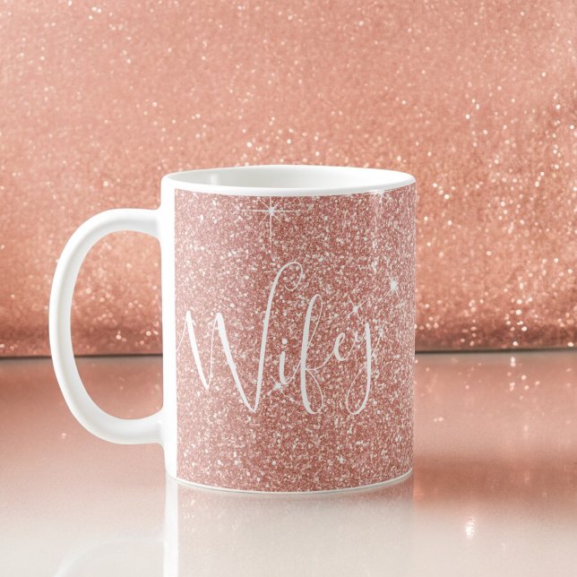 Wifey Pink Glitzer Honeymoon Coffee Cup Tasse (Von Creator hochgeladen)