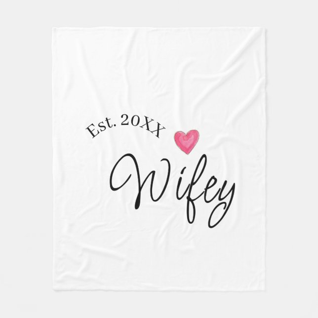 Wifey red heart est. Year future wife valentine's  Fleecedecke (Vorderseite)