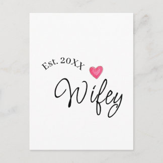 Wifey red heart est. Year future wife valentine's  Postkarte