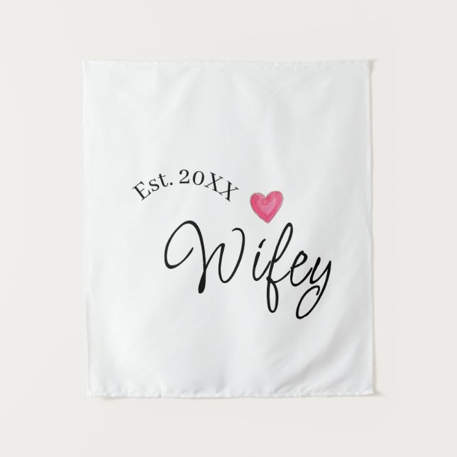 Wifey red heart est. Year future wife valentine's  Wandteppich (Vorderseite)
