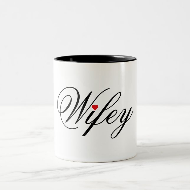 Wifey rote Herz-Tasse weiß und schwarz Zweifarbige Tasse (Mittel)