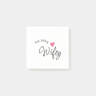 Wifey rotes Herz est. Jahr zukünftige Frau Valenti Post-it Klebezettel