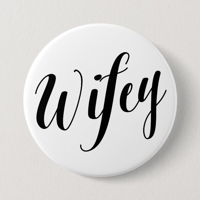 Wifey schwarzer Skript-Knopf Button (Vorderseite)
