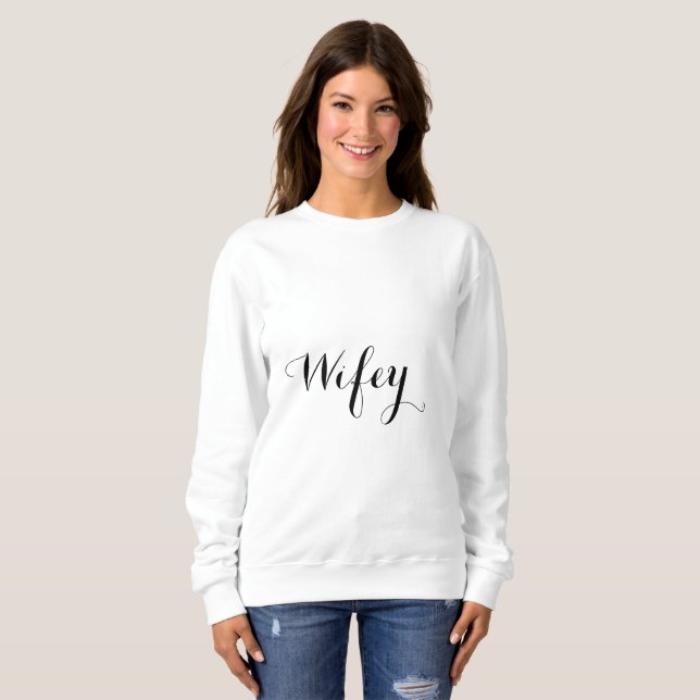 Wifey Schwarzweiss-elegantes Trendy cooles Sweatshirt (Vorne ganz)