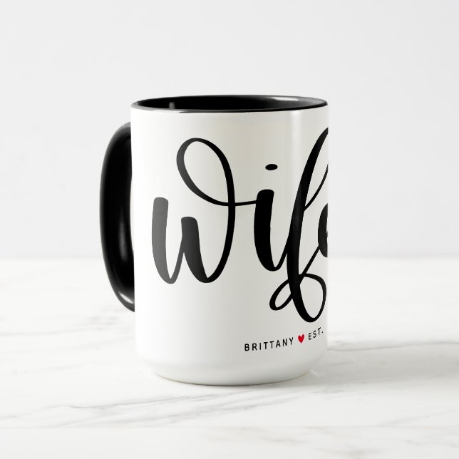 Wifey Simple Black Letters Custom Tasse (Vorderseite Links)