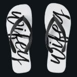 Wifey - Whimsical Black Calligraphy for the Bride Flip Flops<br><div class="desc">Dieses Design hat die Farbe schwarz. Ein skurriler Stil mit einer Mod und schicken Touch. Sie können das Jubiläumsdatum oder -jahr hinzufügen - oder den zusätzlichen Schriftart löschen.</div>