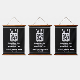 WiFi-Anleitung mit QR-Code Wandteppich Mit Holzrahmen