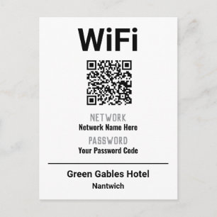 WiFi-Anweisungen mit QR-Code Ankündigungspostkarte