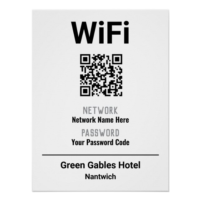 WiFi-Anweisungen mit QR-Code Poster (Vorderseite)