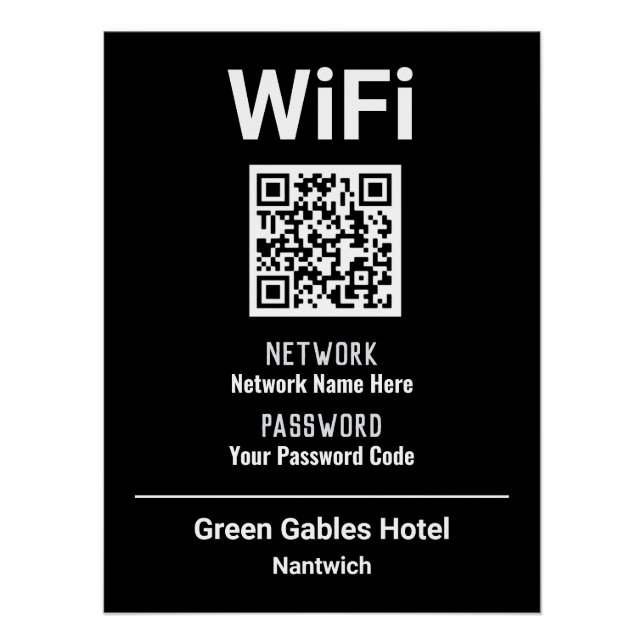 WiFi-Anweisungen mit QR-Code Poster (Vorderseite)