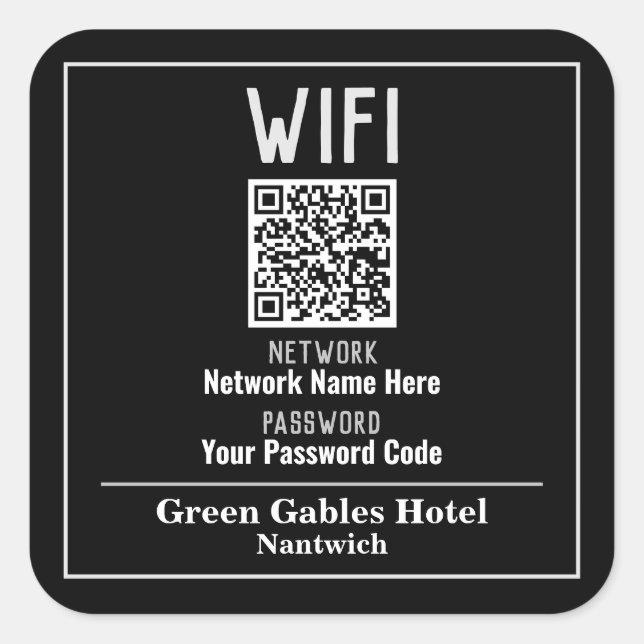 WiFi-Anweisungen mit QR-Code Quadratischer Aufkleber (Vorderseite)