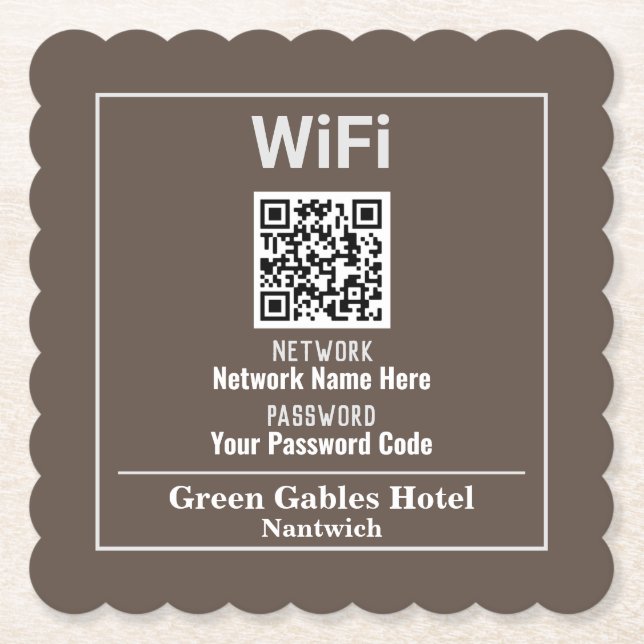 WiFi-Anweisungen mit QR-Code Untersetzer (Vorderseite)