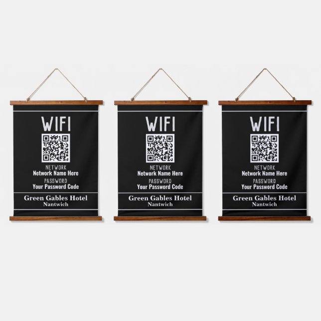 WiFi-Anweisungen mit QR-Code Wandteppich Mit Holzrahmen (Dreifach)