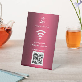 Wifi Business Logo qcode Scan verbinden Burgundy Sockelschild
