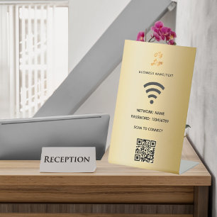 Wifi Business Logo qcode Scan zu verbinden Gold Sockelschild