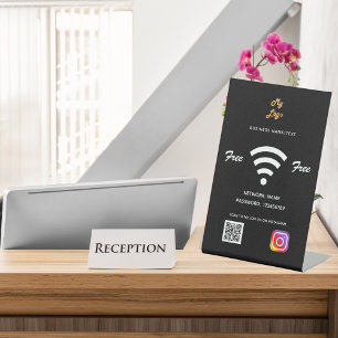 Wifi Business Logo qr Code Instragram schwarz Sockelschild