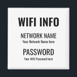 WiFi Details Einfach schwarz Typografisch weiß Magnet<br><div class="desc">Ein praktischer Weg,  Ihre WiFi-Details immer zur Hand für Besucher auf Ihrer Zuhause behalten,  mit diesem Magnet für Ihren Kühlschrank,  mit vereinfachenden schwarzen Typografie auf einem weißen Hintergrund. Personalisieren Sie sich einfach mit Ihren eigenen Netzwerkinformationen und Ihrem Passwort.</div>