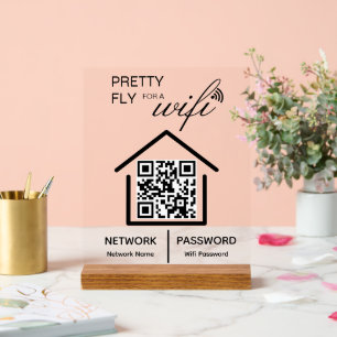 WiFi Details Hübsch Fliegen für einen WiFi QR Code Acrylschild