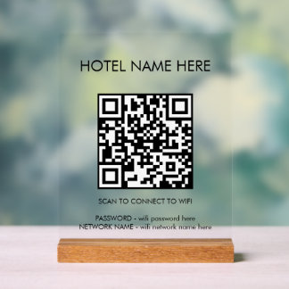 WIFI Details QR Code Hotel Name Einfach Acrylschild