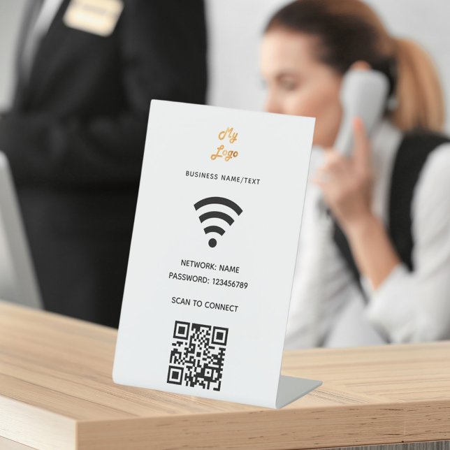 Wifi-Geschäftslogo QN-Code-Prüfung für Verbindung Sockelschild (Von Creator hochgeladen)