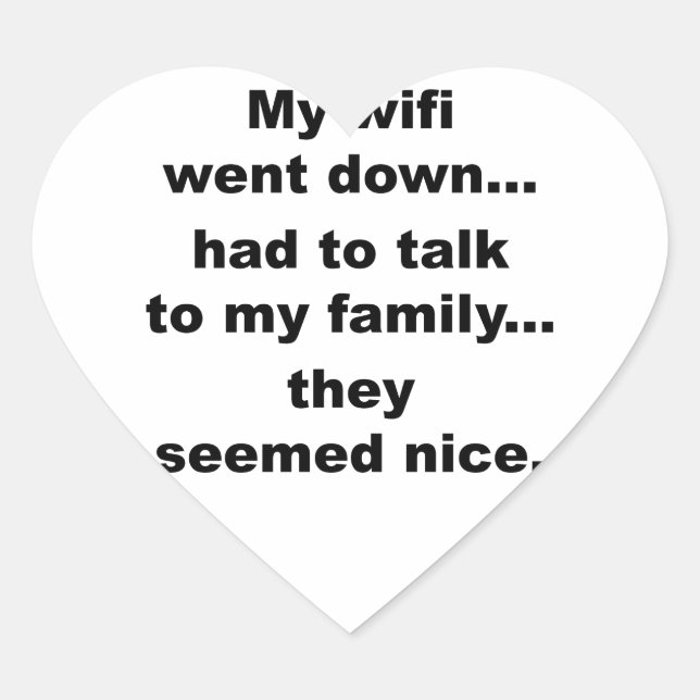 WIFI HERUNTER! Herz-Aufkleber (Vorderseite)