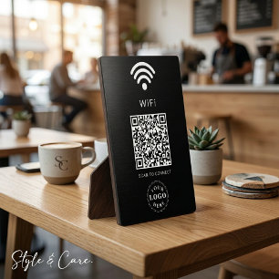 WiFi-Info-Plakette mit QR-Code für einfaches Anmel Fotoplatte