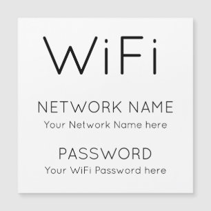 WiFi Information Network Password Black Text White Magnetkarte