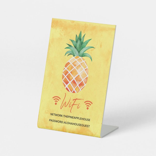 WiFi Internet Password Insel Ananas Urlaub Sockelschild (Vorderseite)