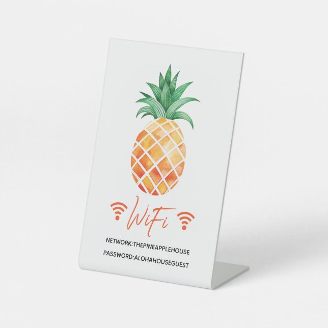 WiFi Internet Password Insel Ananas Urlaub Sockelschild (Vorderseite)