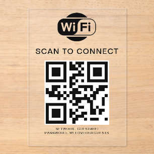 WiFi-Kennwort   QR-Code-Prüfung für die Verbindung Acryleinladungen