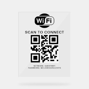 WiFi-Kennwort   QR-Code-Prüfung für die Verbindung Acrylschild