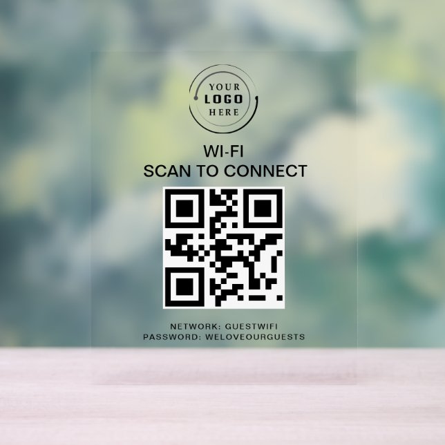 WiFi-Kennwort | QR-Code-Prüfung für die Verbindung Acrylschild (Neutral)