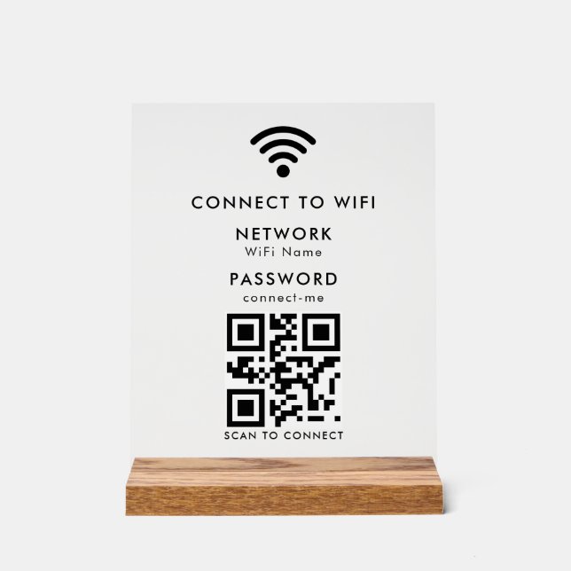 WiFi-Kennwort | QR-Code-Prüfung für die Verbindung Acrylschild (Vorderseite)