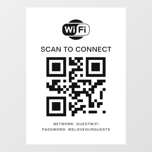 WiFi-Kennwort | QR-Code-Prüfung für die Verbindung Fensteraufkleber (Blatt)