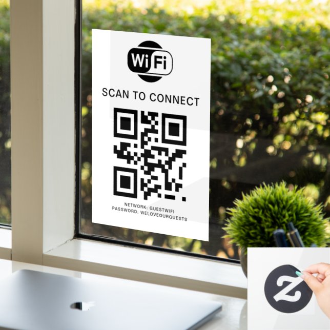 WiFi-Kennwort | QR-Code-Prüfung für die Verbindung Fensteraufkleber (Büro)