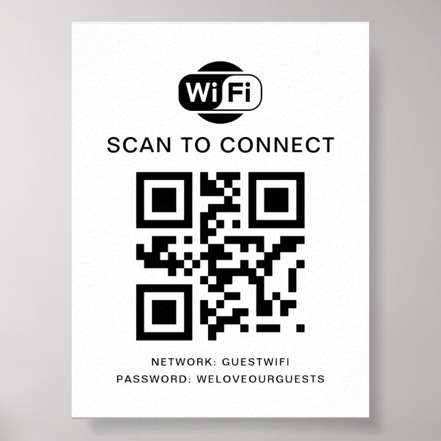 WiFi-Kennwort | QR-Code-Prüfung für die Verbindung Poster (Vorne)