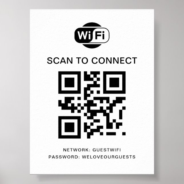 WiFi-Kennwort | QR-Code-Prüfung für die Verbindung Poster (Vorne)