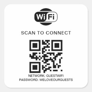 WiFi-Kennwort   QR-Code-Prüfung für die Verbindung Quadratischer Aufkleber