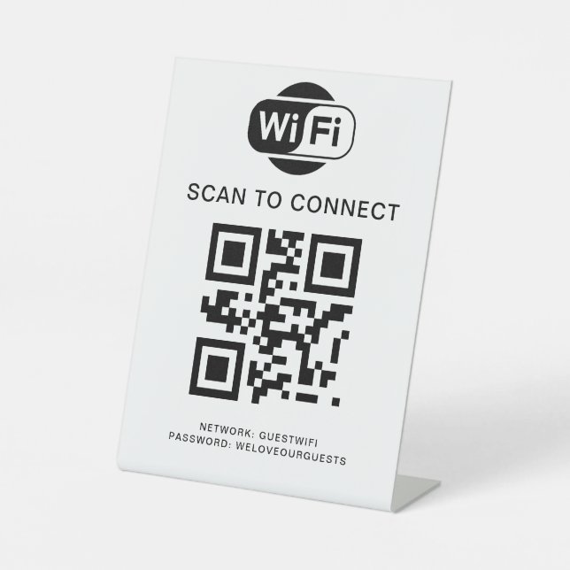 WiFi-Kennwort | QR-Code-Prüfung für die Verbindung Sockelschild (Vorderseite)