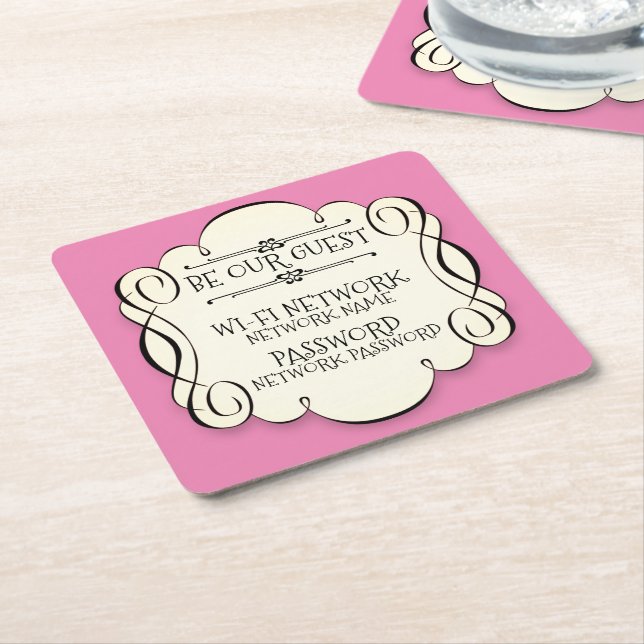 Wifi-Kennwort Rechteckiger Pappuntersetzer (angewinkelt)