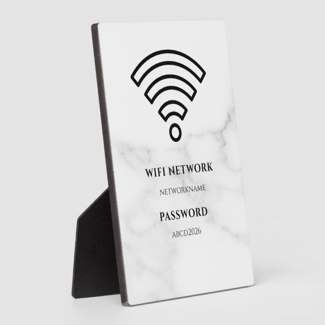Wifi Network and Password Black Plaque Fotoplatte (Seite)