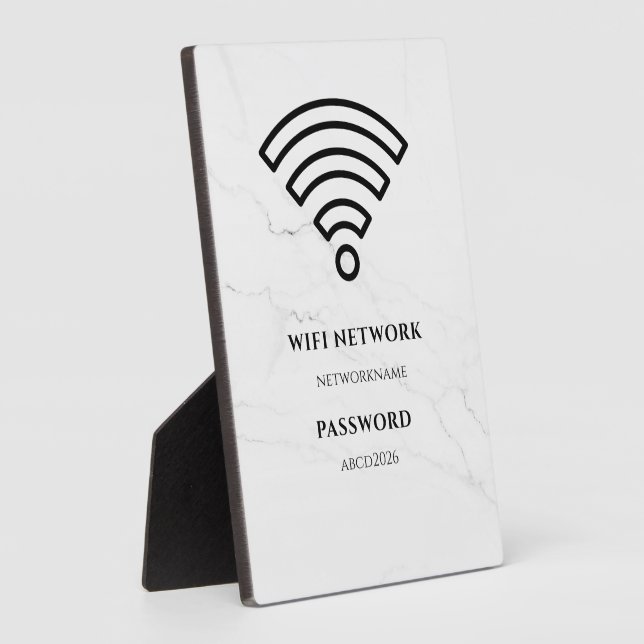 Wifi Network and Password Black Plaque Fotoplatte (Seite)