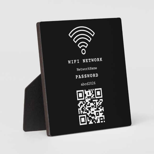 Wifi Network and Password Black Plaque Fotoplatte (Vorderseite)