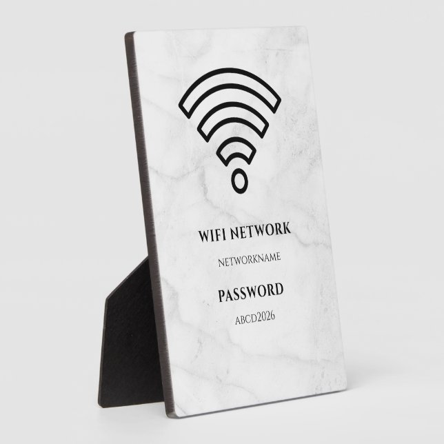 Wifi Network and Password Black Plaque Fotoplatte (Seite)