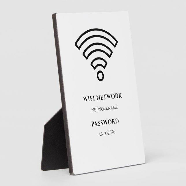 Wifi Network and Password Black Plaque Fotoplatte (Seite)